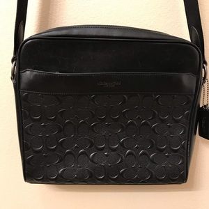Coach used Crossbody leather satchel w/ embossing